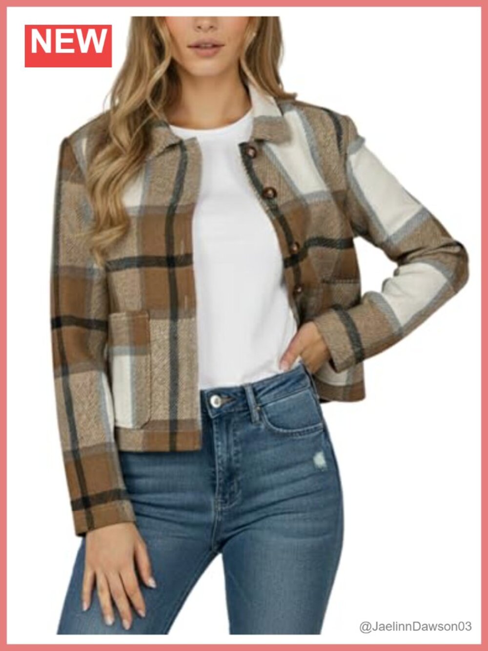 Flannel Cropped Shacket Plaid Button Down